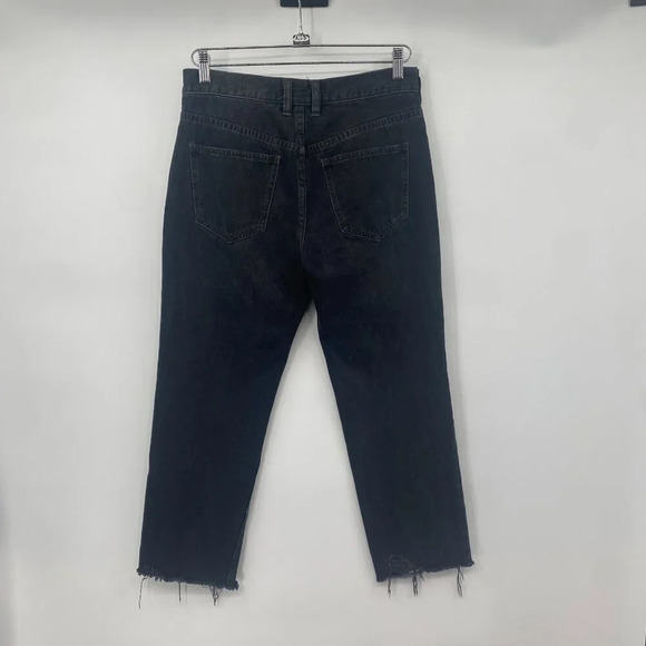 We The Free Mid Rise Straight Jeans Women Size 26 Black Frayed Raw Hem Dark Wash - Picture 7 of 11